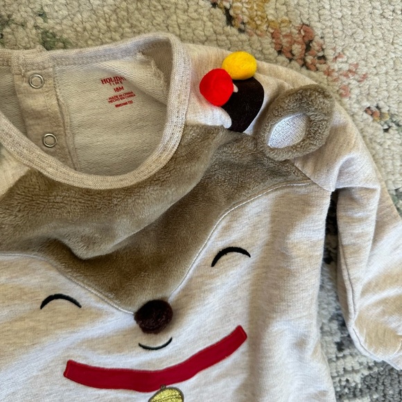 Holiday Time Adorable Reindeer Baby Jumpsuit Romper Cozy One Pc Size 18 Months - Picture 5 of 12